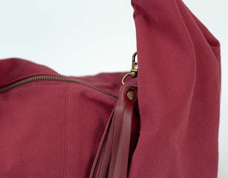 Kallia mini bag - Wine red canvas and leather - milloobags