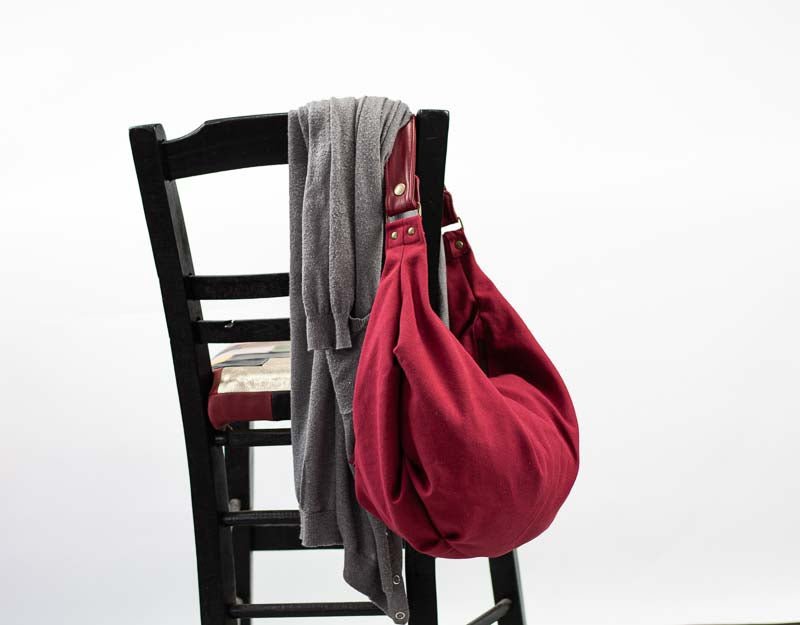 Kallia mini bag - Wine red canvas and leather - milloobags