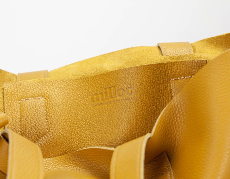 Calisto tote bag - Yellow pebbled leather - milloobags