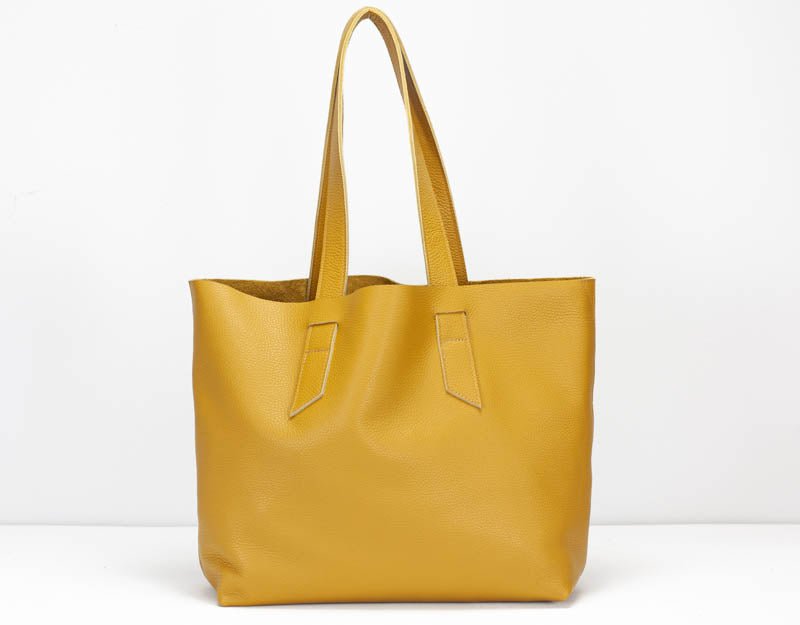 Calisto tote bag - Yellow pebbled leather - milloobags